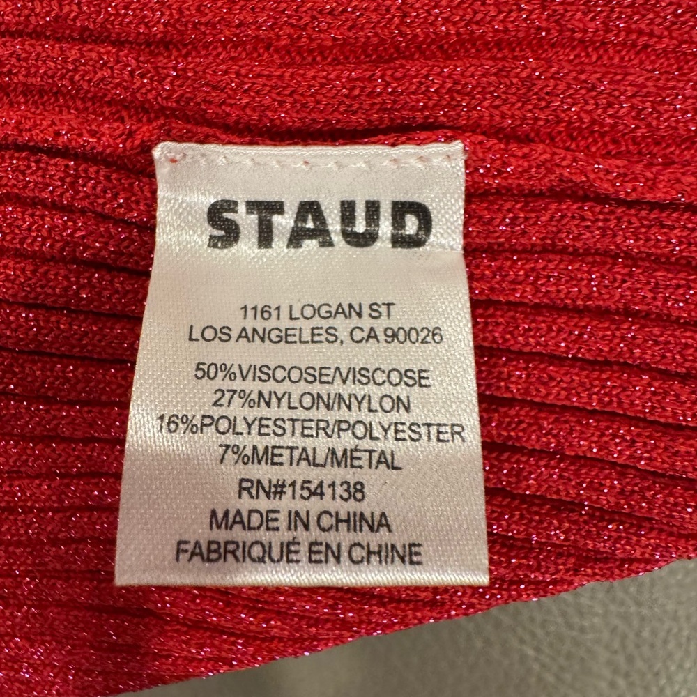 STAUD Shoko Pink Quartz ribbed-knit Midi dress Size Medium M - Picture 8 of 9